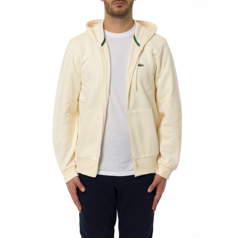 Felpa Lacoste in pile con cappuccio e zip