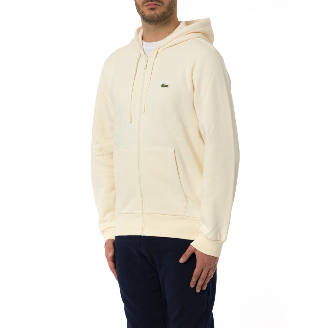 Felpa Lacoste in pile con cappuccio e zip