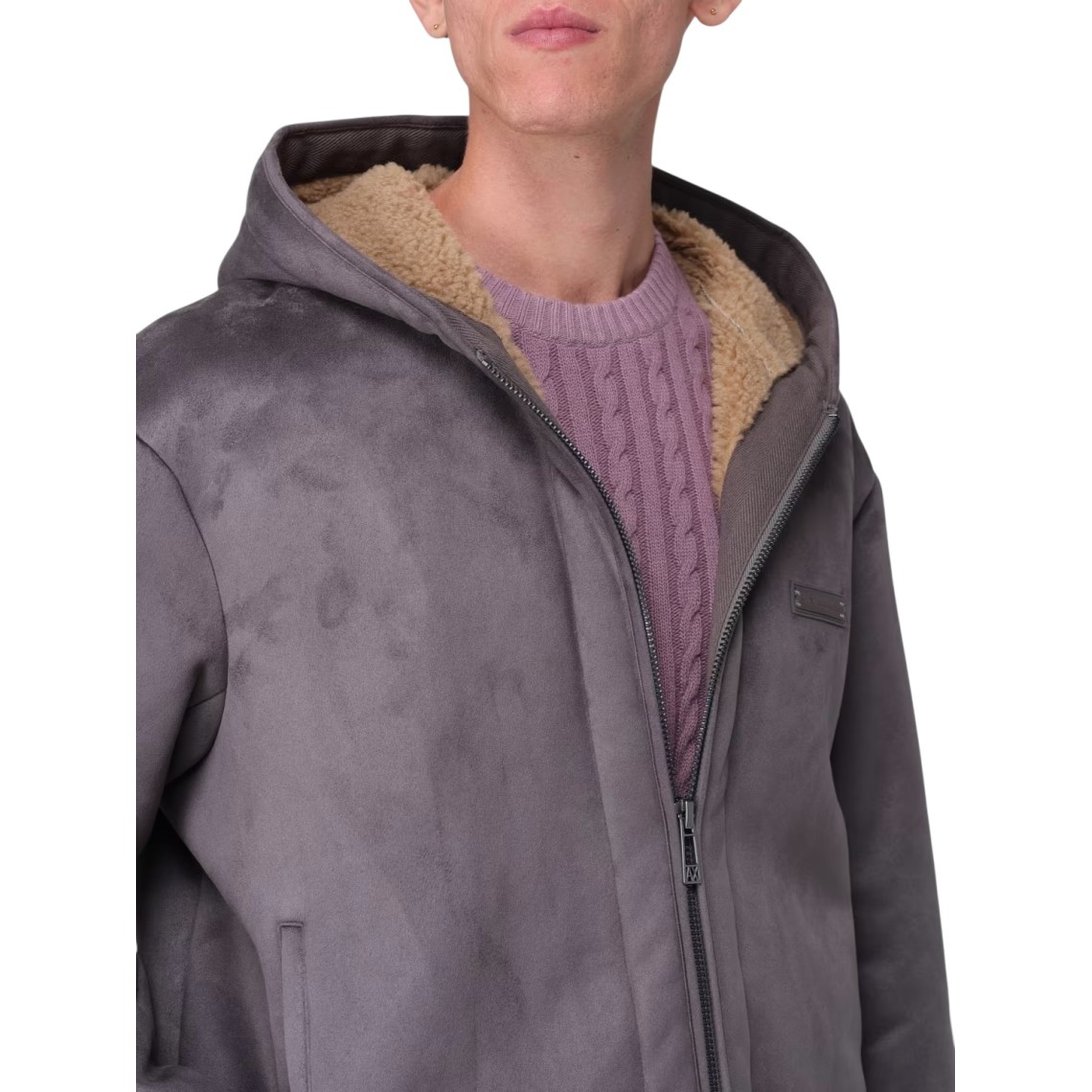 Giacca con cappuccio in Eco suede Armani Exchange