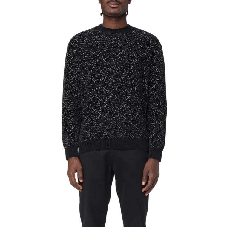 Maglia a girocollo jacquard in ciniglia Armani Exchange