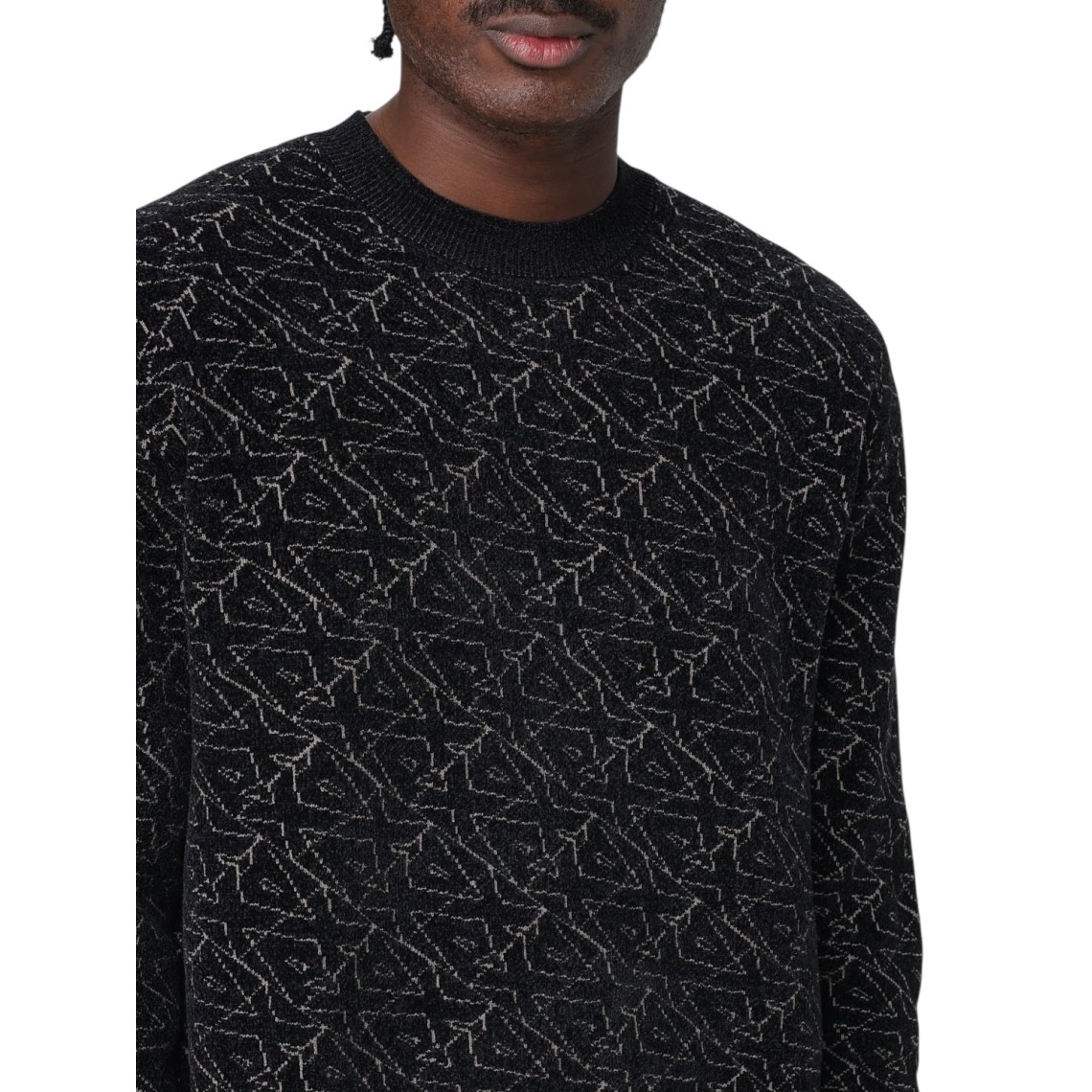 Maglia a girocollo jacquard in ciniglia Armani Exchange