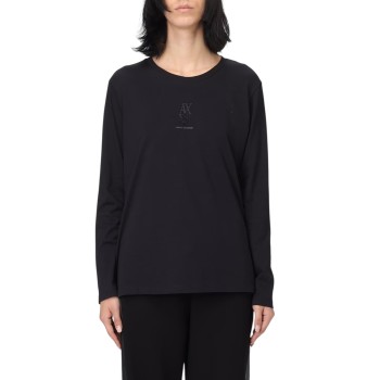 T-shirt in cotone con logo di strass Armani Exchange