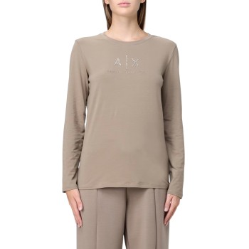 T-shirt in cotone stretch con logo di strass