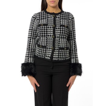 Giacca in maglia check con faux fur Twinset