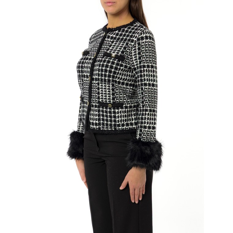 Giacca in maglia check con faux fur Twinset