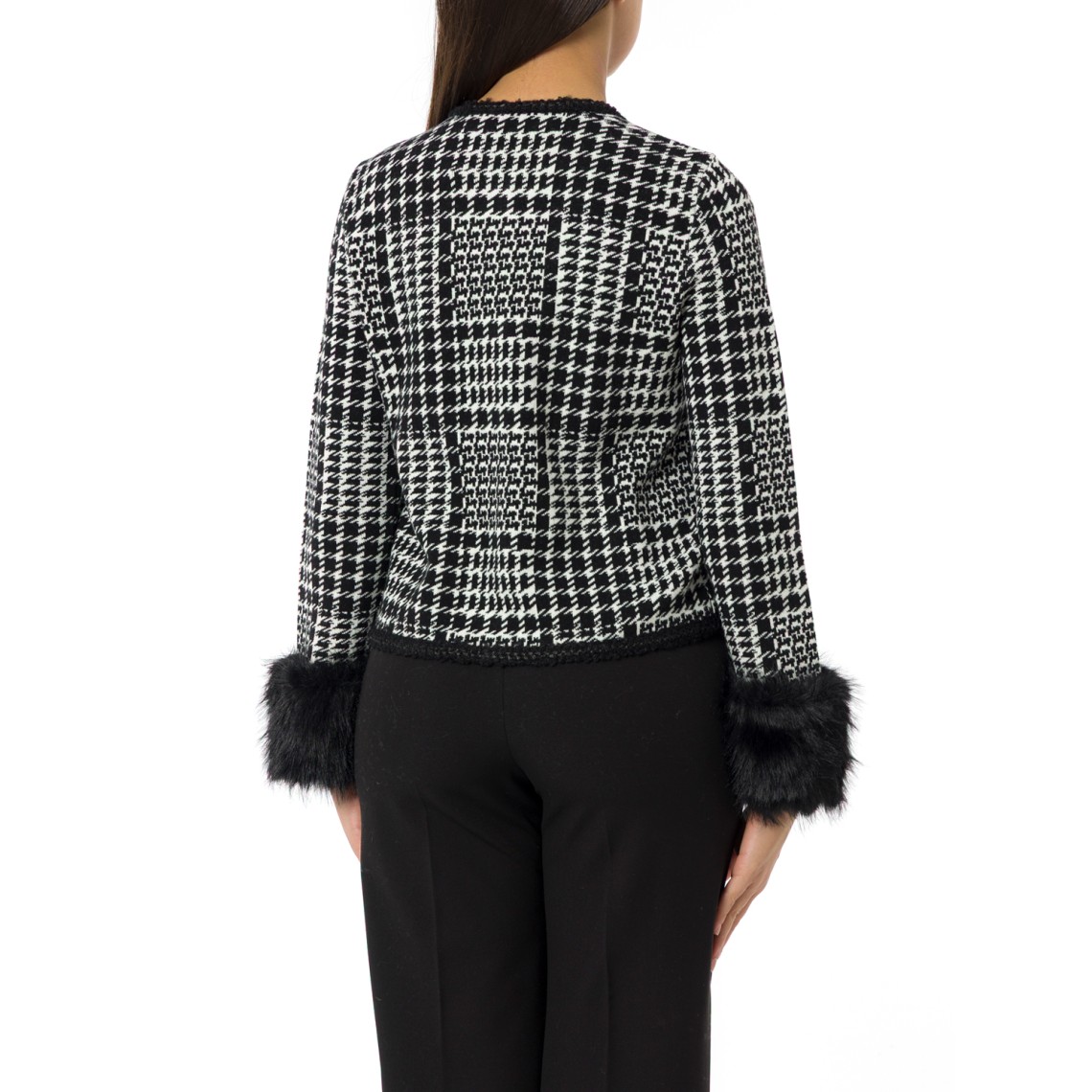 Giacca in maglia check con faux fur Twinset