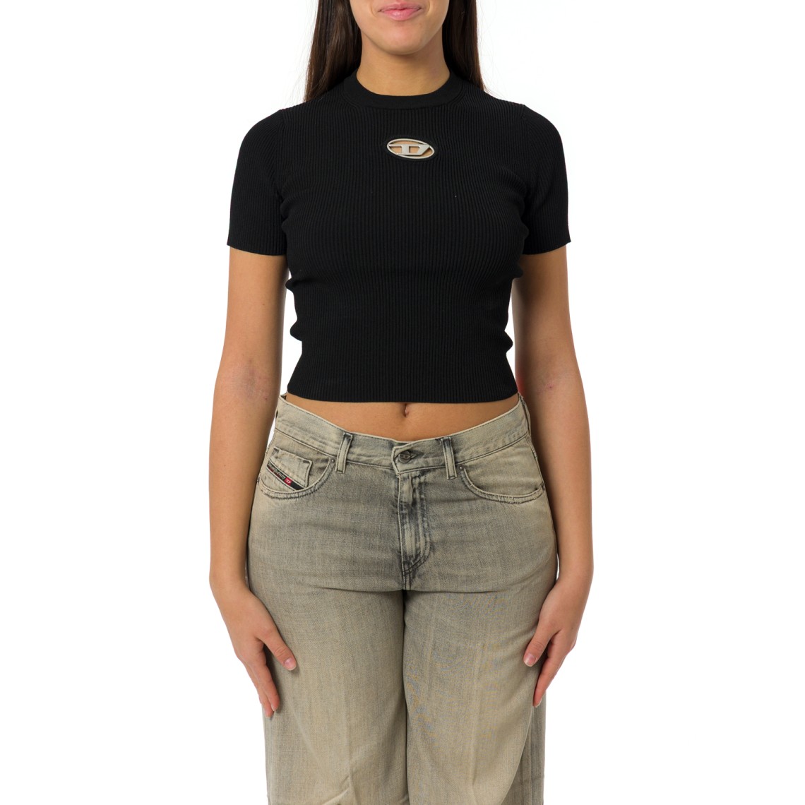 Maglia a manica corta Diesel con Oval D metallico