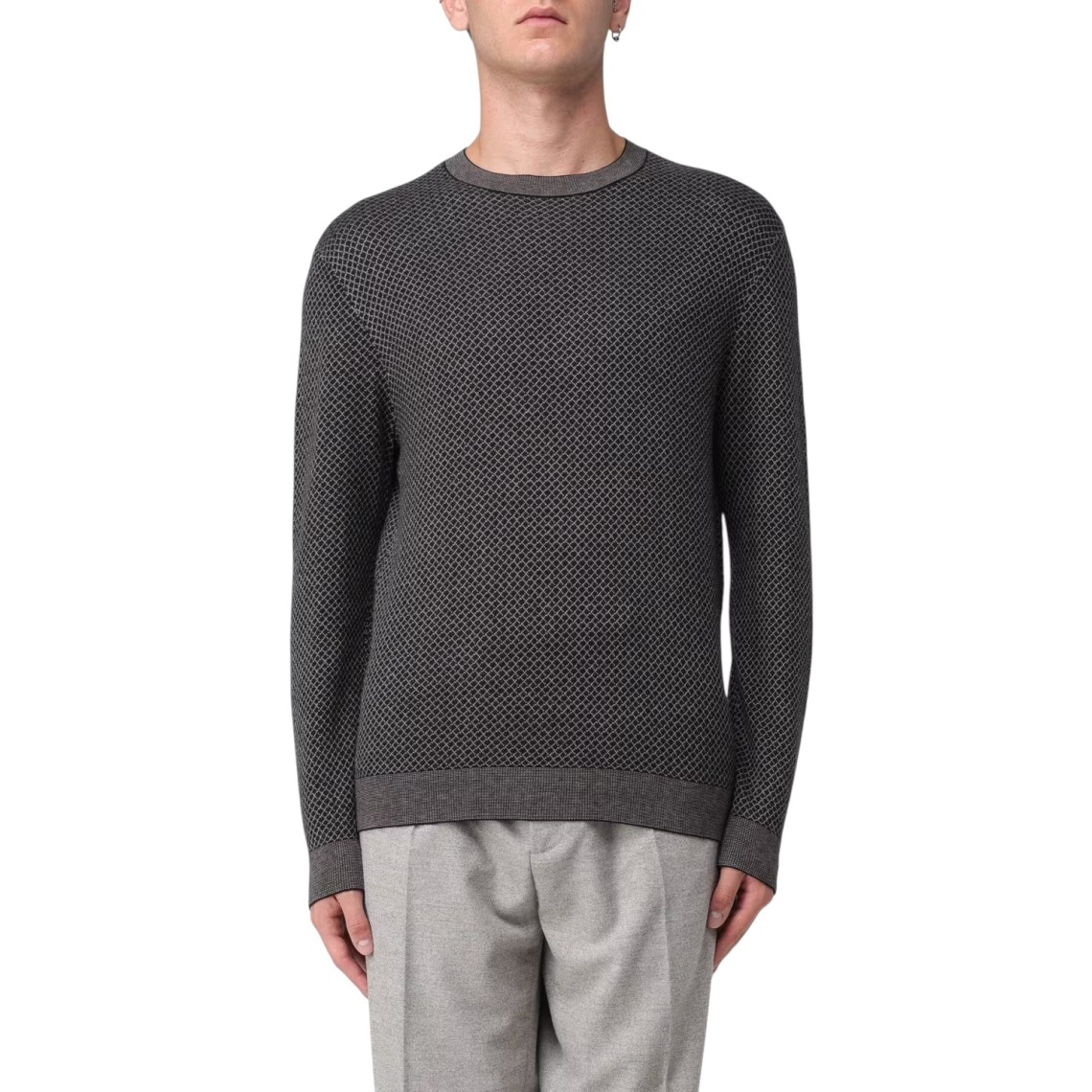 Maglia a girocollo in misto cotone jacquard Armani Exchange