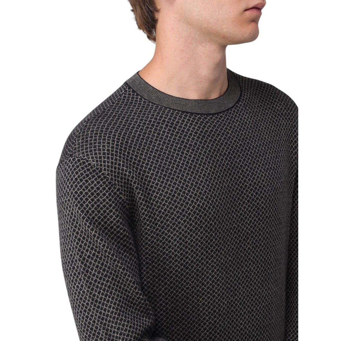 Maglia a girocollo in misto cotone jacquard Armani Exchange