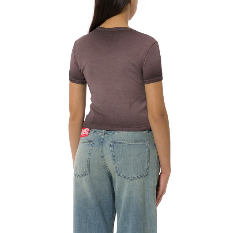 T-shirt a costine Diesel con stampa cuore effetto acquerello