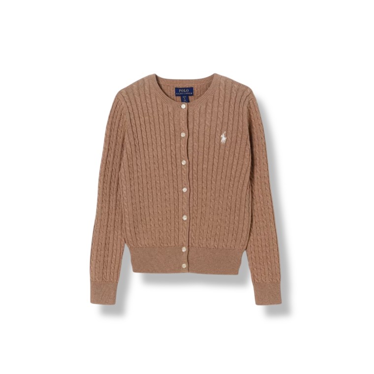 Cardigan in cotone con logo Pony Polo Ralph Lauren bambina