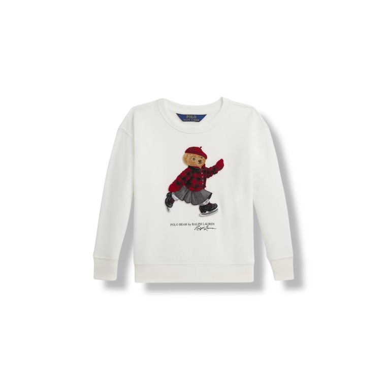 Felpa in cotone con orso Polo Ralph Lauren bambina