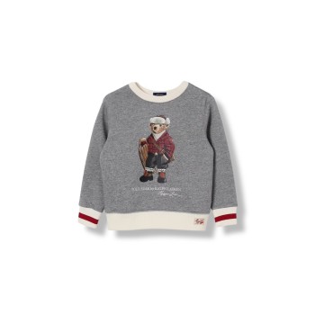 Maglia a girocollo in misto cotone con Orso Polo Ralph...