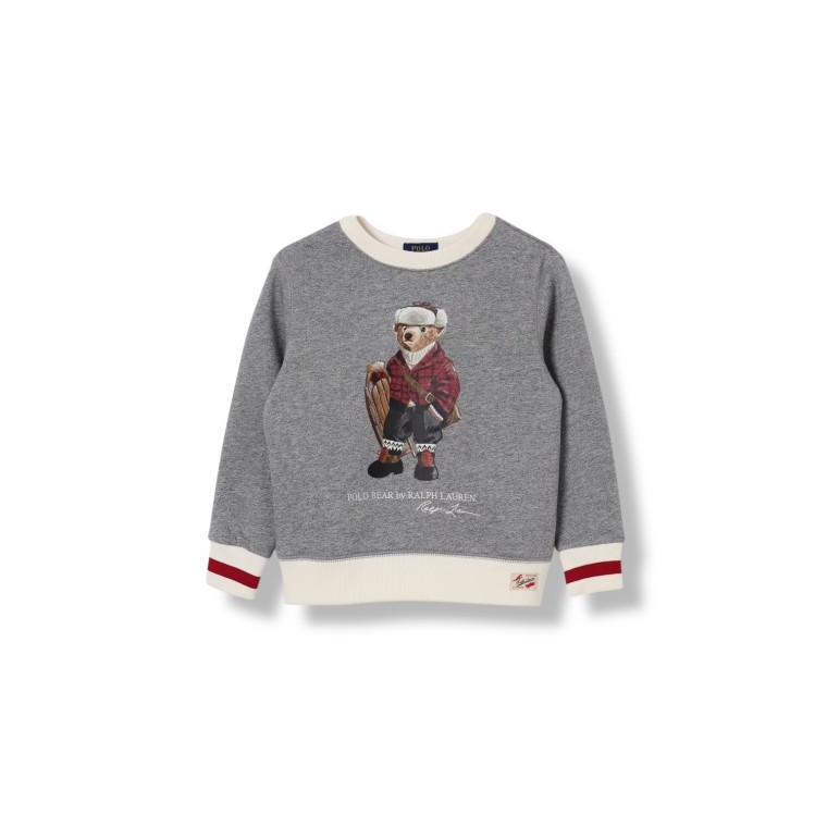 Maglia a girocollo in misto cotone con Orso Polo Ralph Lauren bambino