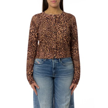 Cardigan girocollo in misto viscosa animalier Twinset