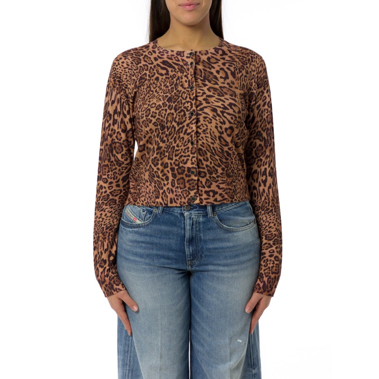 Cardigan girocollo in misto viscosa animalier Twinset