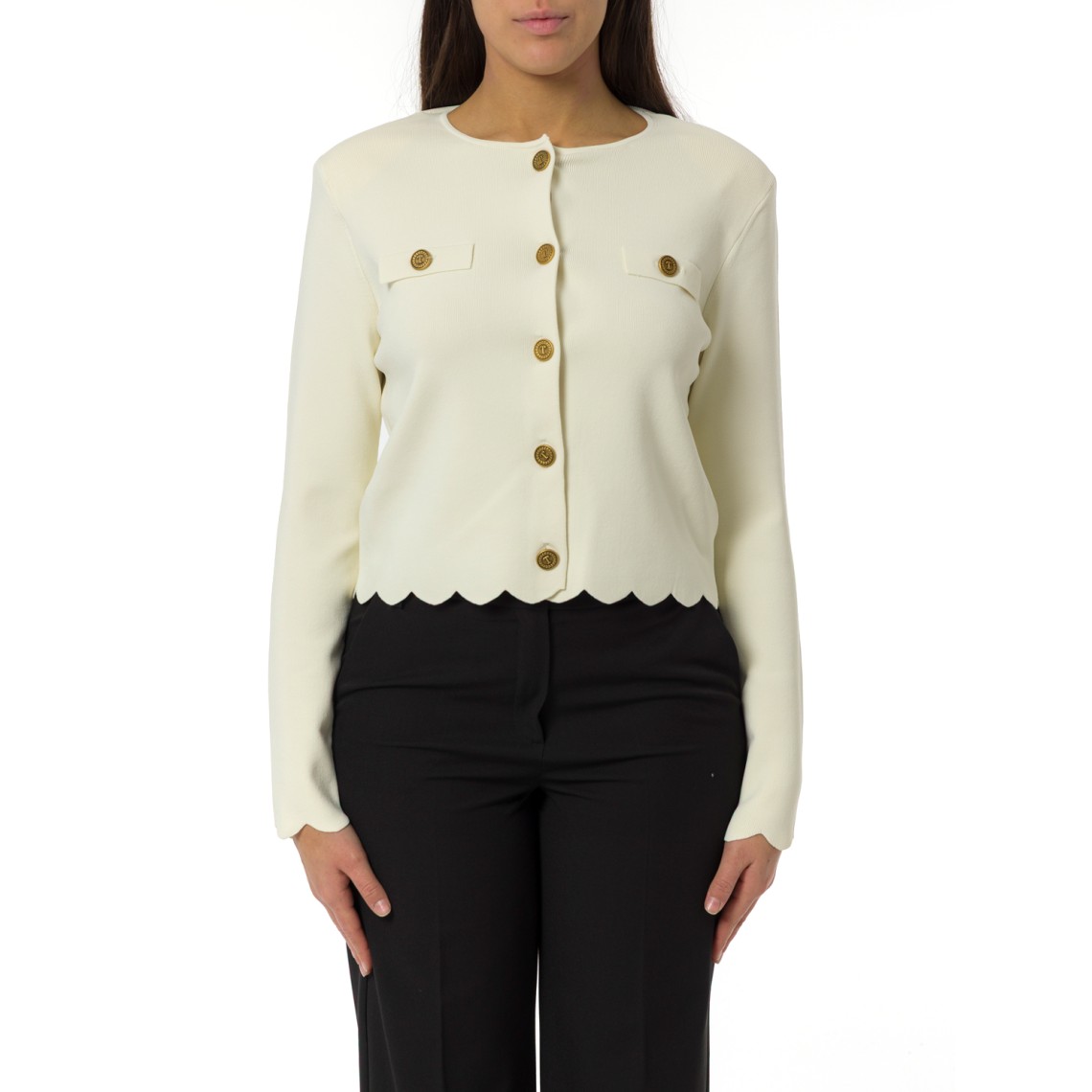 Giacca in maglia con bottoni logati Twinset