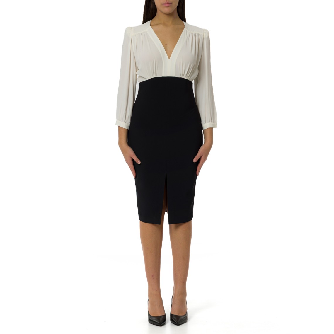 Abito midi bimateriale Twinset