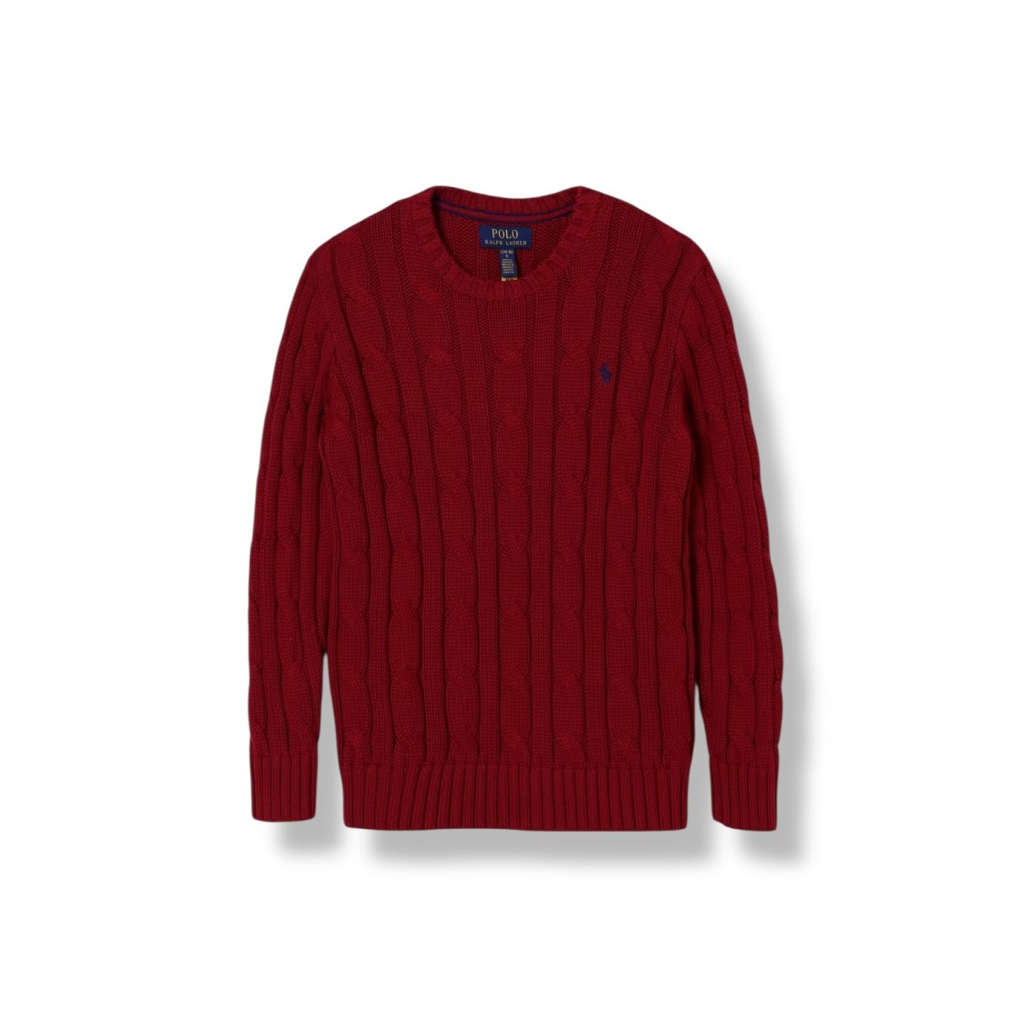 Maglione in cotone a treccia con pony Polo Ralph Lauren bambino