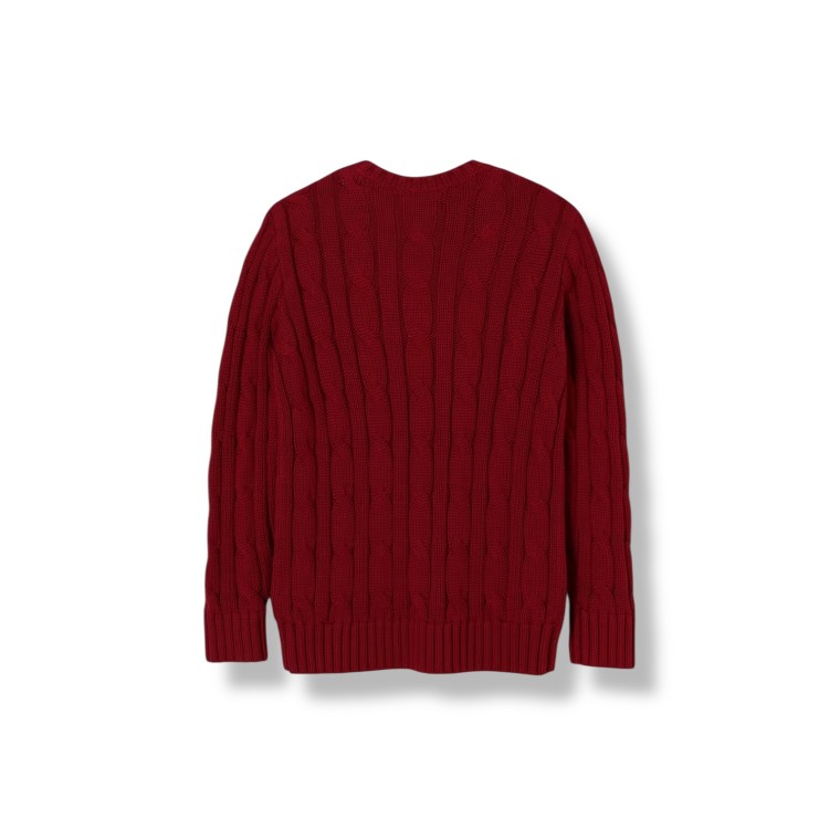Maglione in cotone a treccia con pony Polo Ralph Lauren bambino