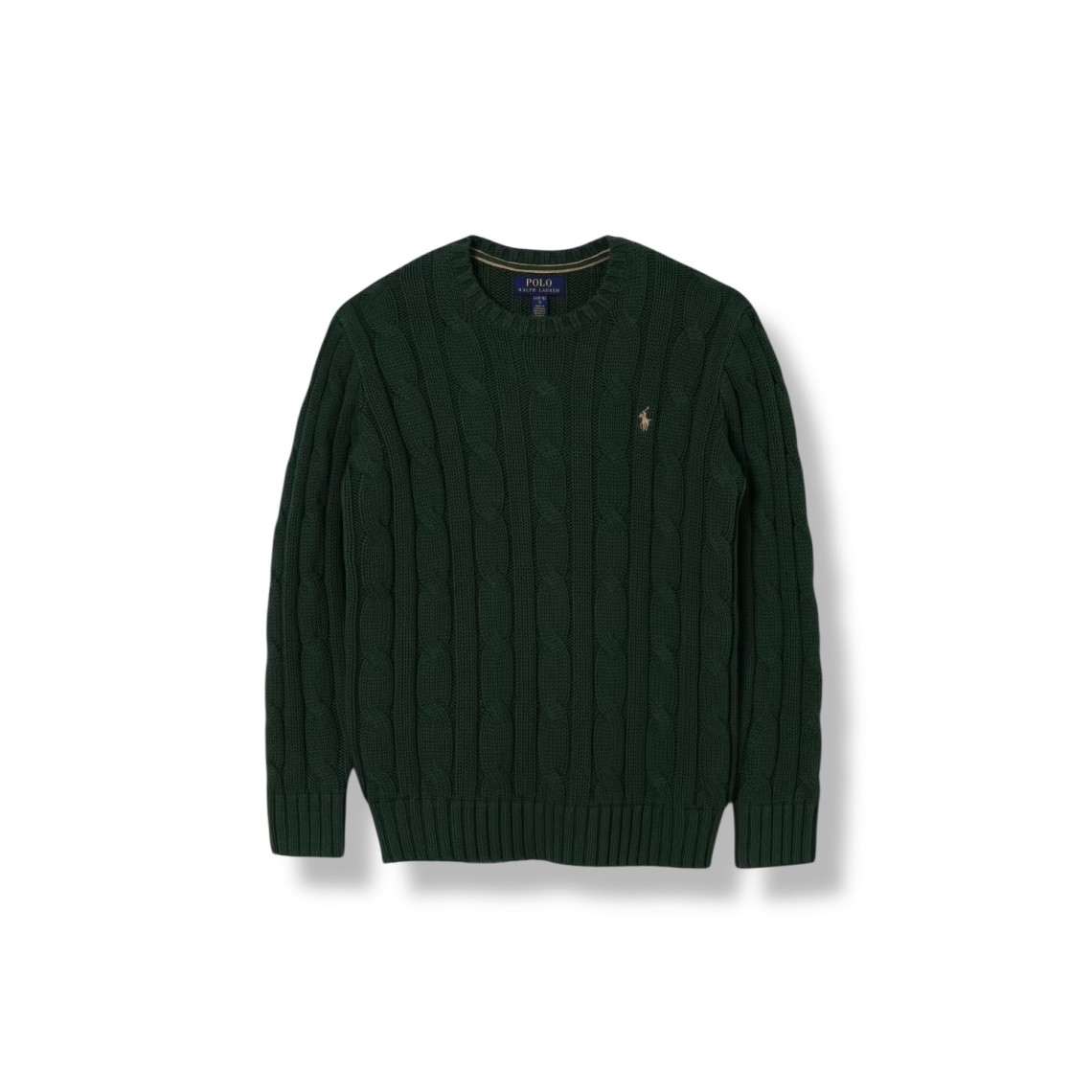 Maglione in cotone a treccia con pony Polo Ralph Lauren bambino