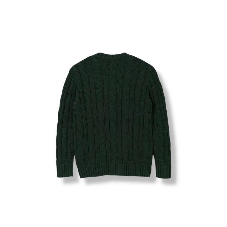 Maglione in cotone a treccia con pony Polo Ralph Lauren bambino