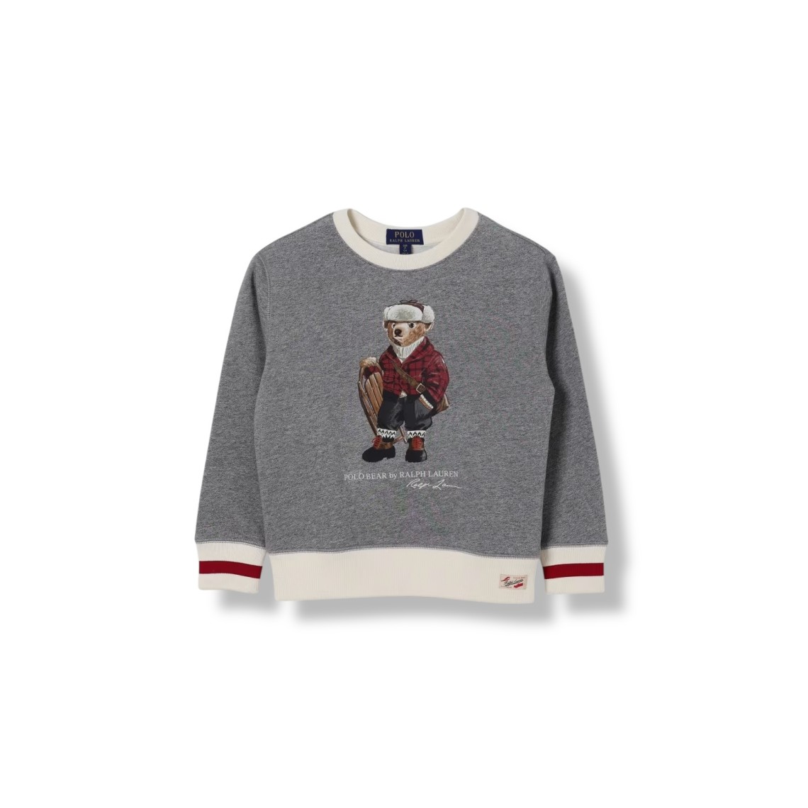 Maglia a girocollo in misto cotone con Orso Polo Ralph Lauren bambino