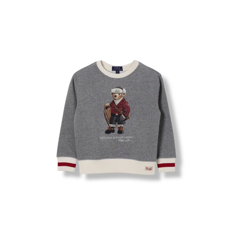 Maglia a girocollo in misto cotone con Orso Polo Ralph Lauren bambino