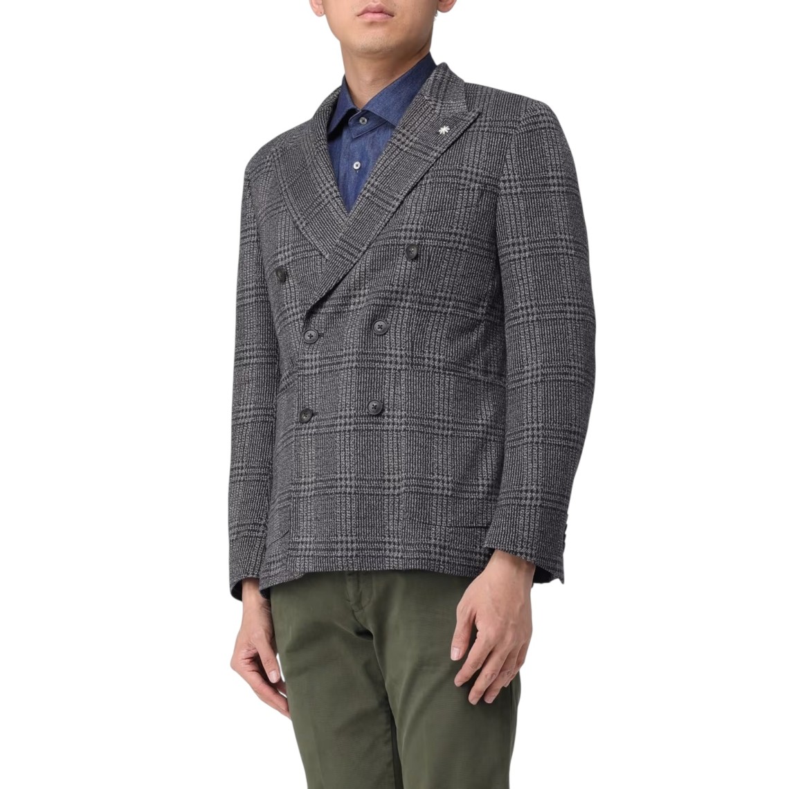 Blazer doppiopetto Manuel Ritz in misto cotone Prinicipe di Galles