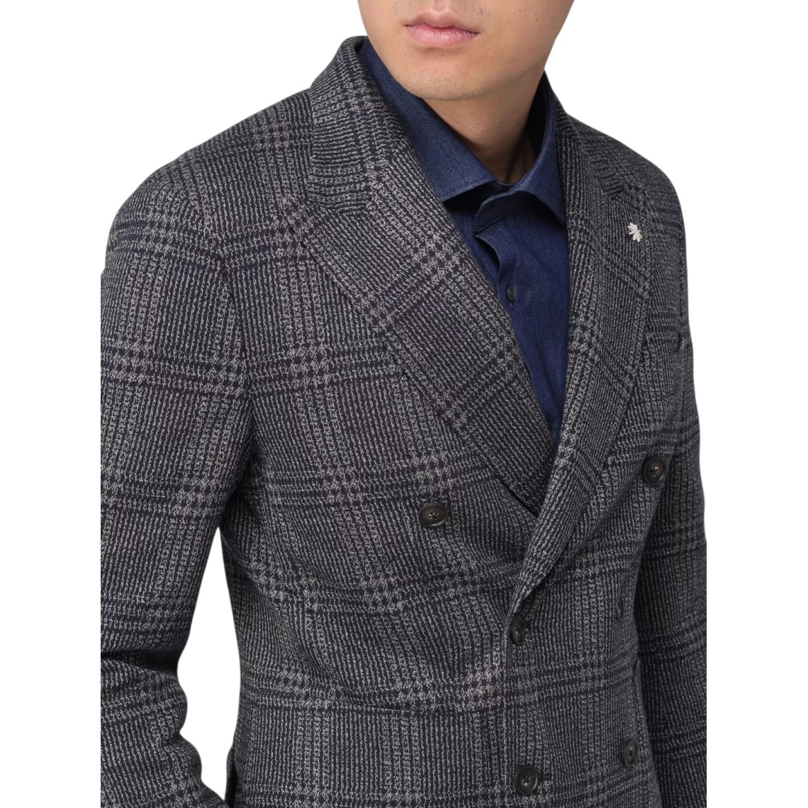 Blazer doppiopetto Manuel Ritz in misto cotone Prinicipe di Galles