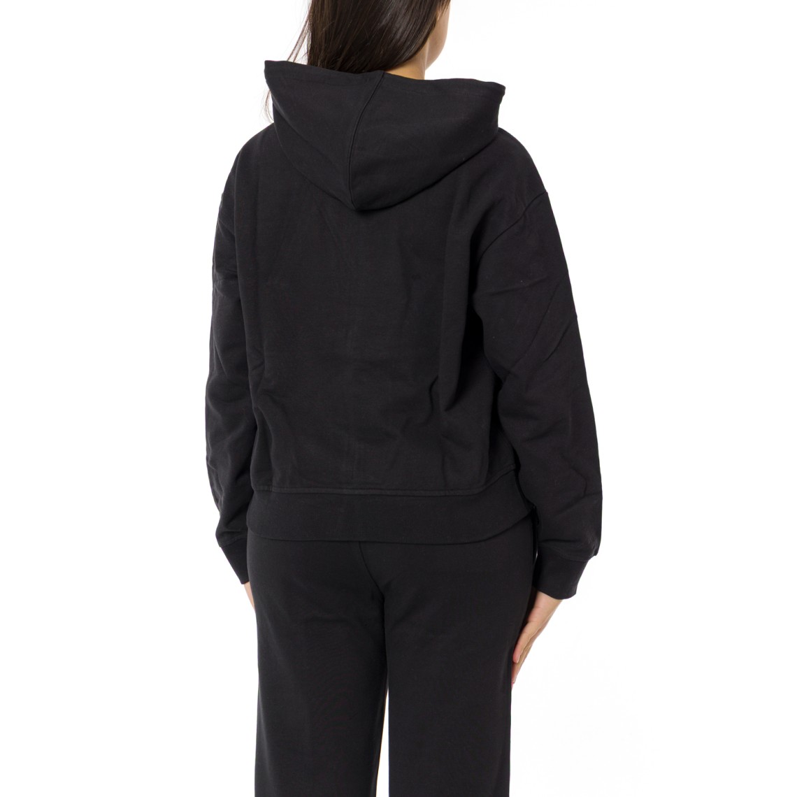 Felpa con cappuccio con zip integrale in spugna di cotone Calvin Klein Jeans