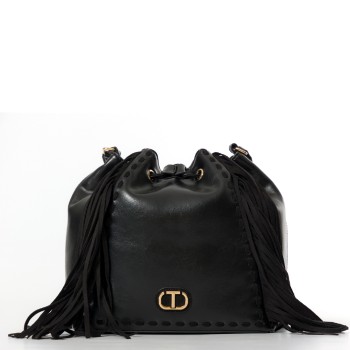 Borsa a secchiello 'Melrose' con frange Twinset