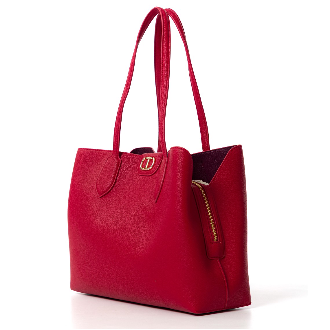 Borsa shopper bicolore Twinset con Oval T