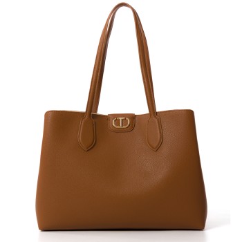 Borsa shopper bicolore Twinset con Oval T