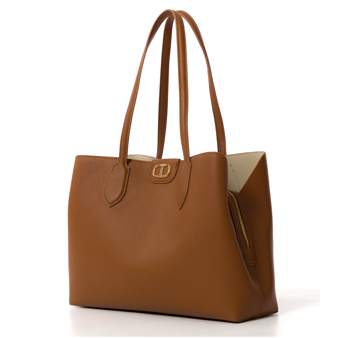 Borsa shopper bicolore Twinset con Oval T