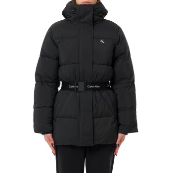 Piumino con cappuccio e cintura con logo Calvin Klein Jeans