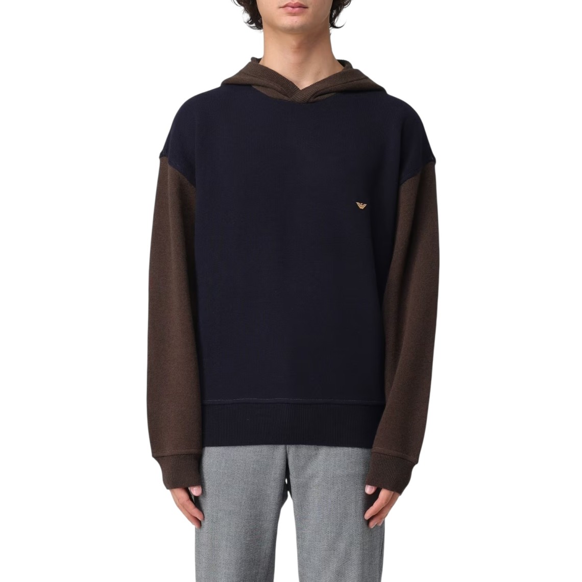 Felpa in maglia Emporio Armani con cappuccio