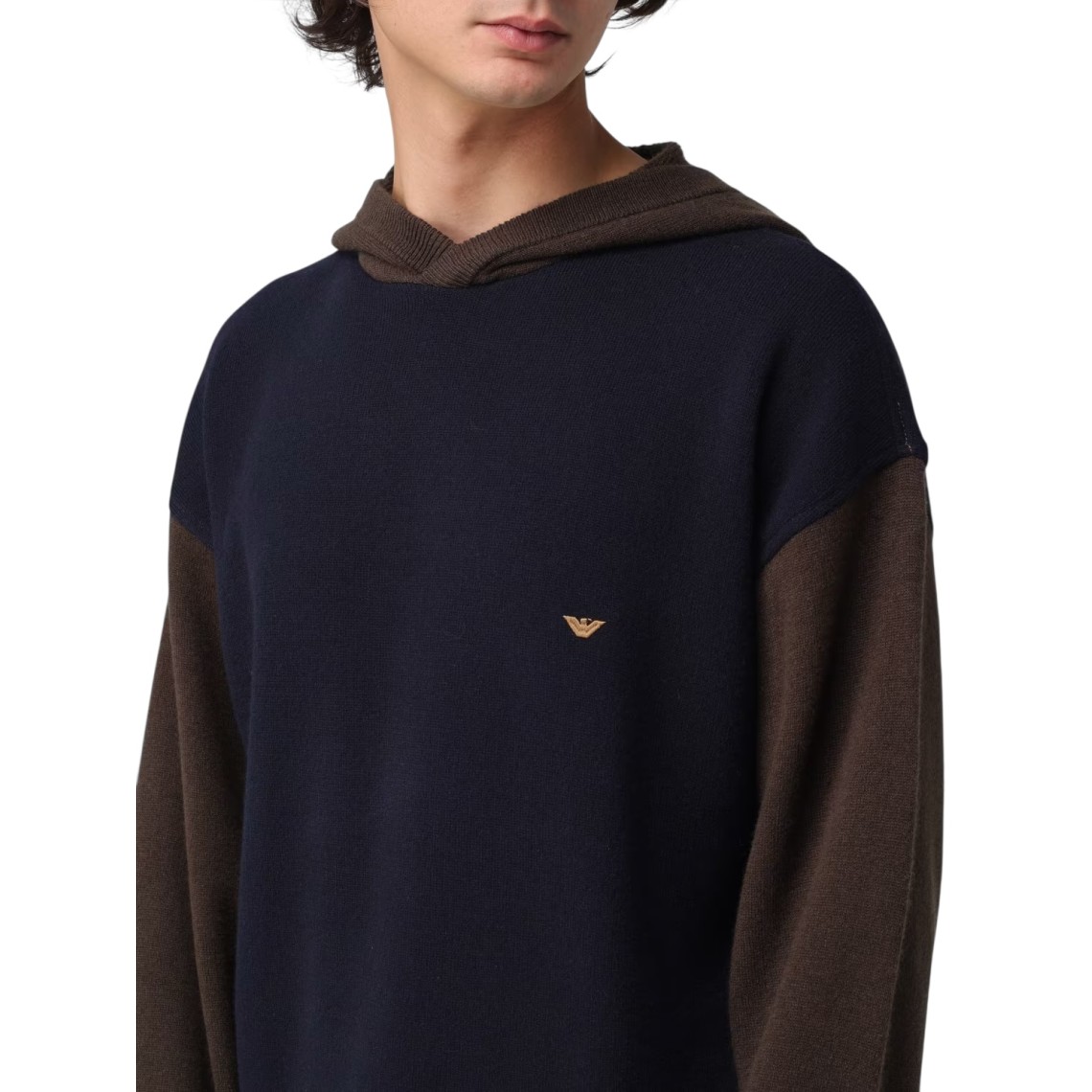 Felpa in maglia Emporio Armani con cappuccio