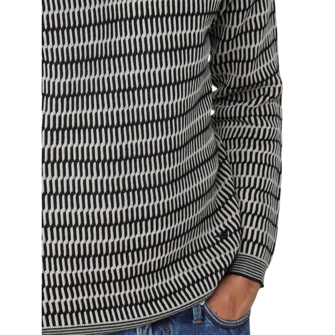 Maglia in lana vergine jacquard a fantasia Emporio Armani