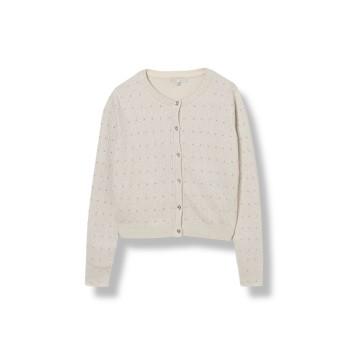 Cardigan a girocollo in cotone con strass Michael Kors...