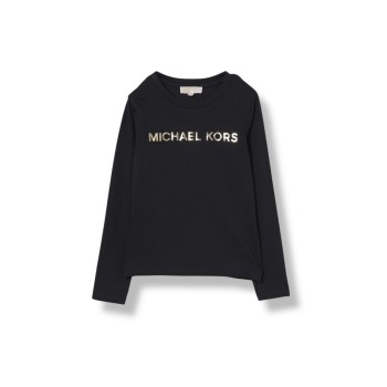 T-shirt in cotone con logo laminato Michael Kors bambina