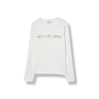 T-shirt in cotone con logo laminato Michael Kors bambina