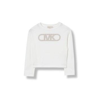 T-shirt in cotone con monogramma MK Michael Kors bambina