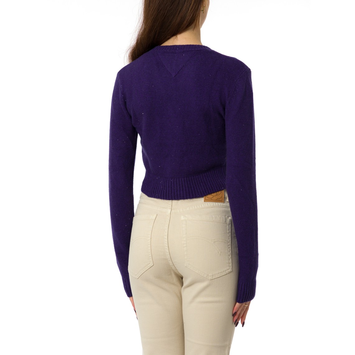 Pullover slim fit con paillettes e bandiera Tommy Jeans