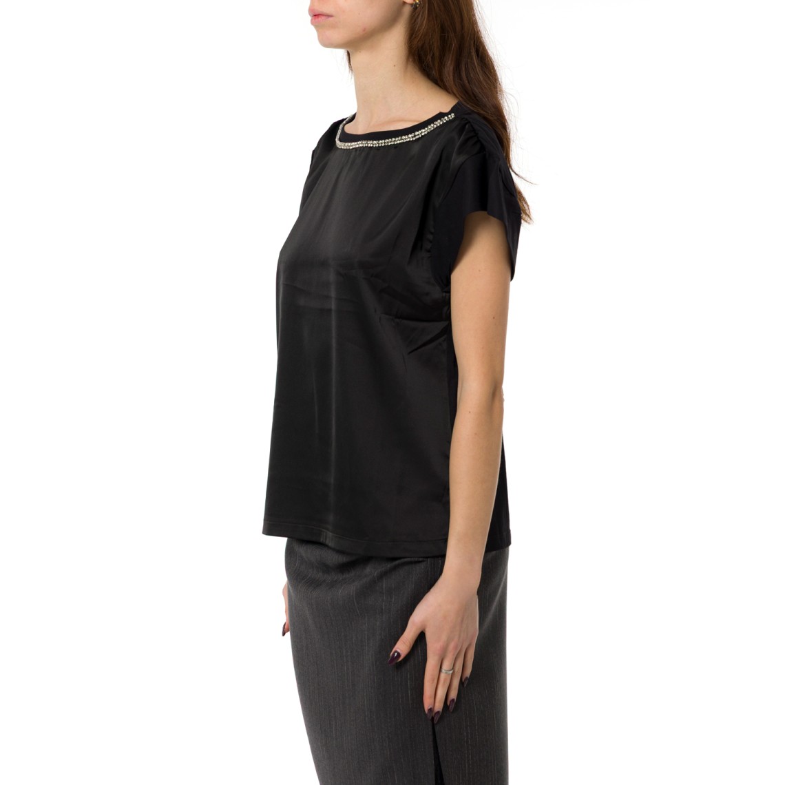 T-shirt in cotone con strass Liu Jo