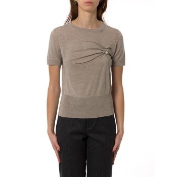 Maglia in lana vergine con piercing Liu Jo