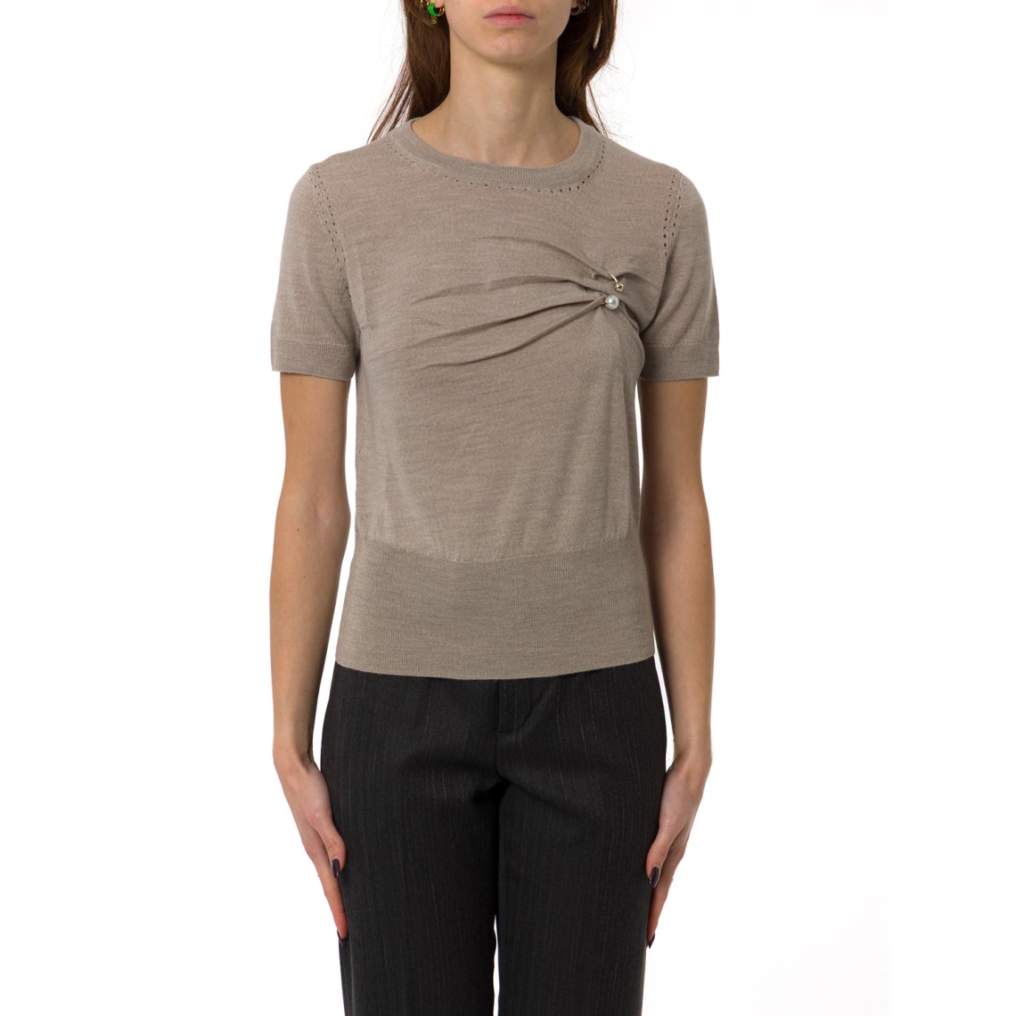 Maglia in lana vergine con piercing Liu Jo