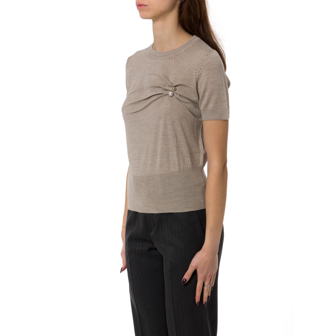 Maglia in lana vergine con piercing Liu Jo