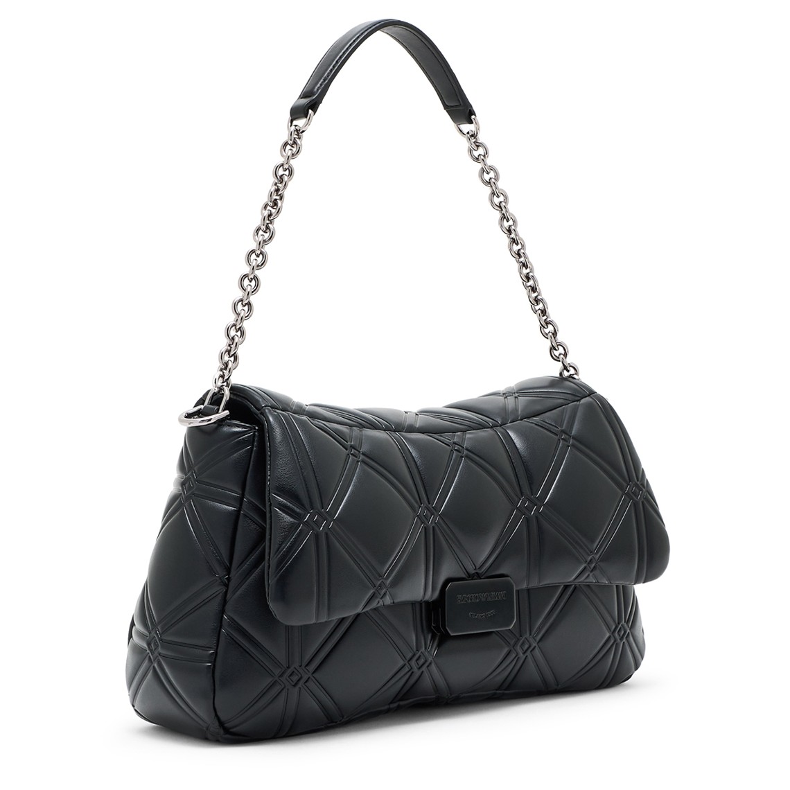 Borsa a spalla Emporio Armani con motivo a rilievo