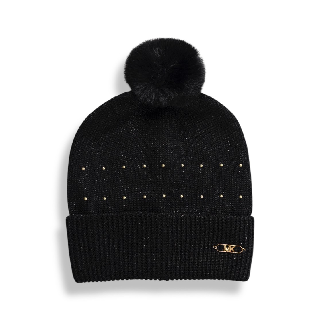 Cappello Michael Kors in maglia con micro borchie e pompon bambina